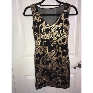 Black & gold sequin dress